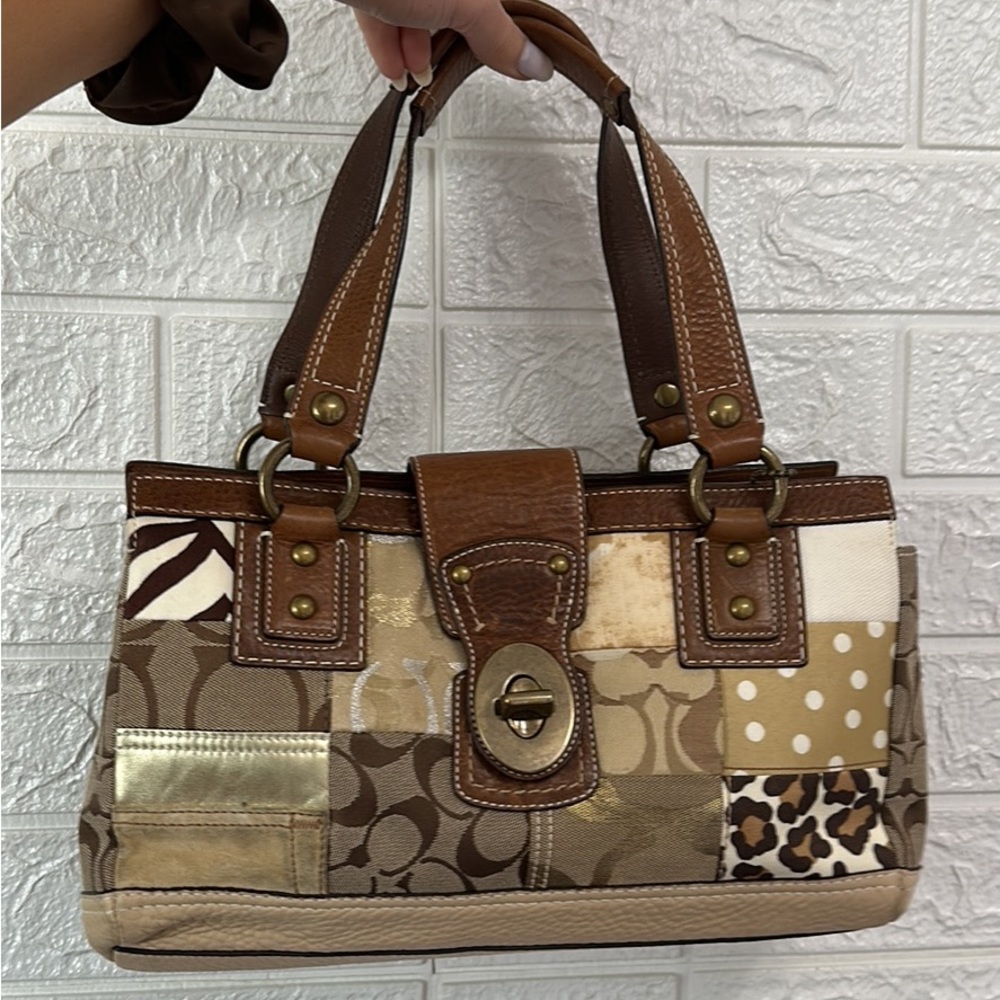 Vintage Coach Animal Print Leather Handbag